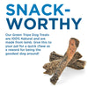 A Green Tripe Sticks for Dog by Best Bully Sticks with the words snack - worthy.