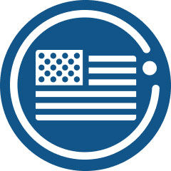 safety icon with a checkmark in a shield on a blue background