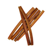 A pile of six Best Bully Sticks 6-Inch Thin Bully Sticks for dogs, made with all-natural ingredients, arranged crisscross on a white background.