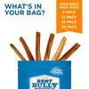 Graphic showing a blue container of Best Bully Sticks 6-Inch Thin Bully Sticks with a text overlay asking &quot;what&#39;s in your bag?&quot; and pack sizes listed: 6, 12, 50 pack.