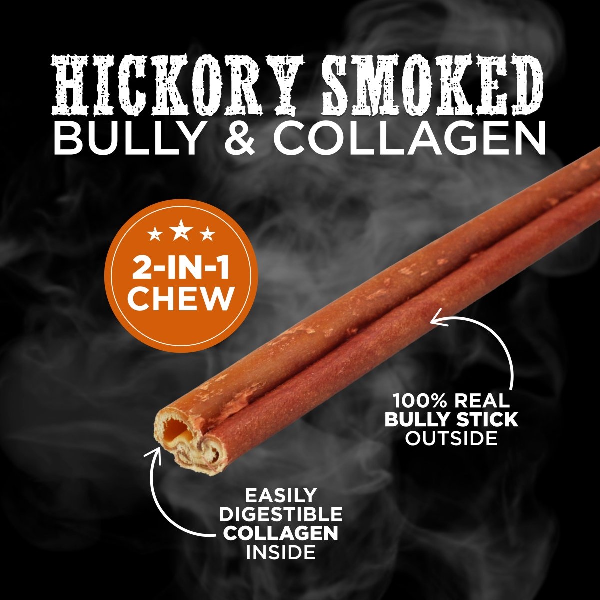 10-12 Inch Hickory Smoked Bully and Collagen Sticks