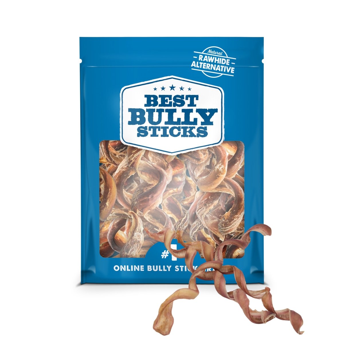 The Best Bully Sticks 10-Inch Curly Bully Stick offers natural dog chews that help support your dog&#39;s dental health.