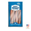 A blue Best Bully Sticks bag displays several brown 12-Inch Jumbo USA-Baked Odor-Free Bully Sticks, with a small American flag graphic and “Baked in the USA” in the bottom right corner.