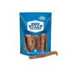 A blue resealable bag labeled &quot;Best Bully Sticks&quot; contains several 4-Inch Odor-Free Bully Sticks, with one placed in front—ideal all-natural chews that help support healthy teeth and gums.