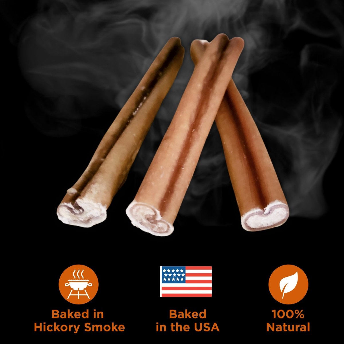 Hickory smoked dog treats made with chewy 6-Inch Hickory Smoked Bully Sticks from Best Bully Sticks.