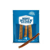 A blue package labeled &quot;Best Bully Sticks&quot; features the Biggest Bully Stick Ever - Limited Edition, a 3-pack of 12-inch sticks for power chewers, plus an extra stick in front to support dental health.