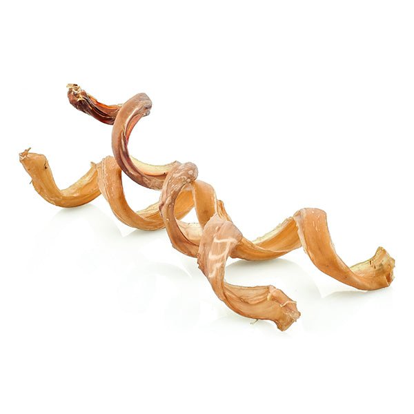 A Curly Bully Sticks yarmulke on a white background, by Best Bully Sticks.