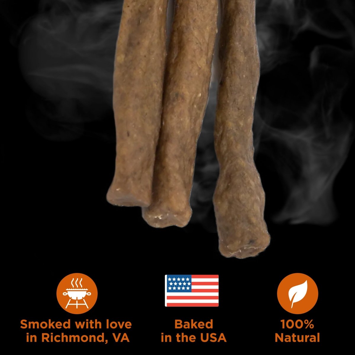 A pack of Hickory Smoked Beef Snack Sticks Medium with an american flag on them from Best Bully Sticks.