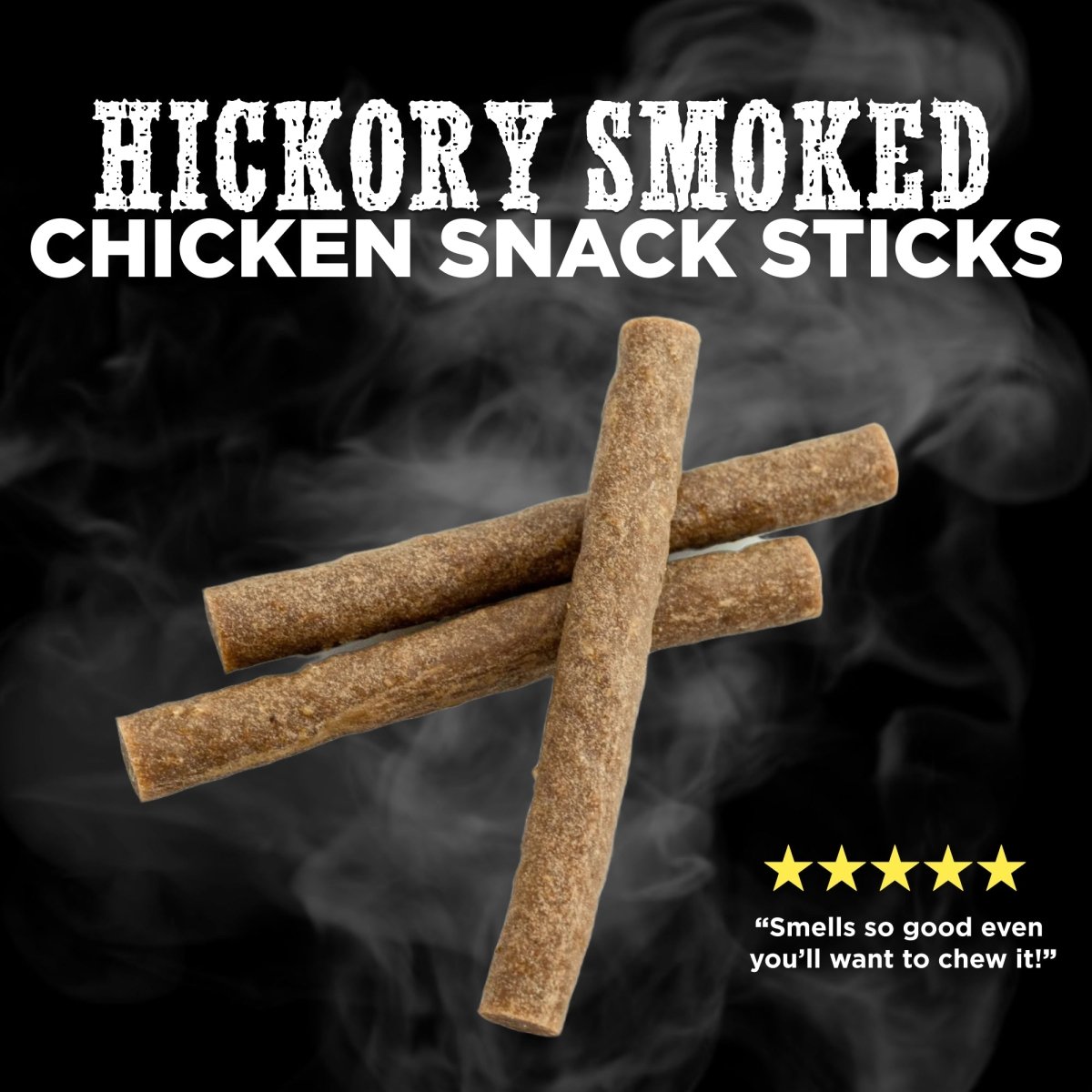 Best Bully Sticks&#39; Hickory Smoked Chicken Snack Sticks.