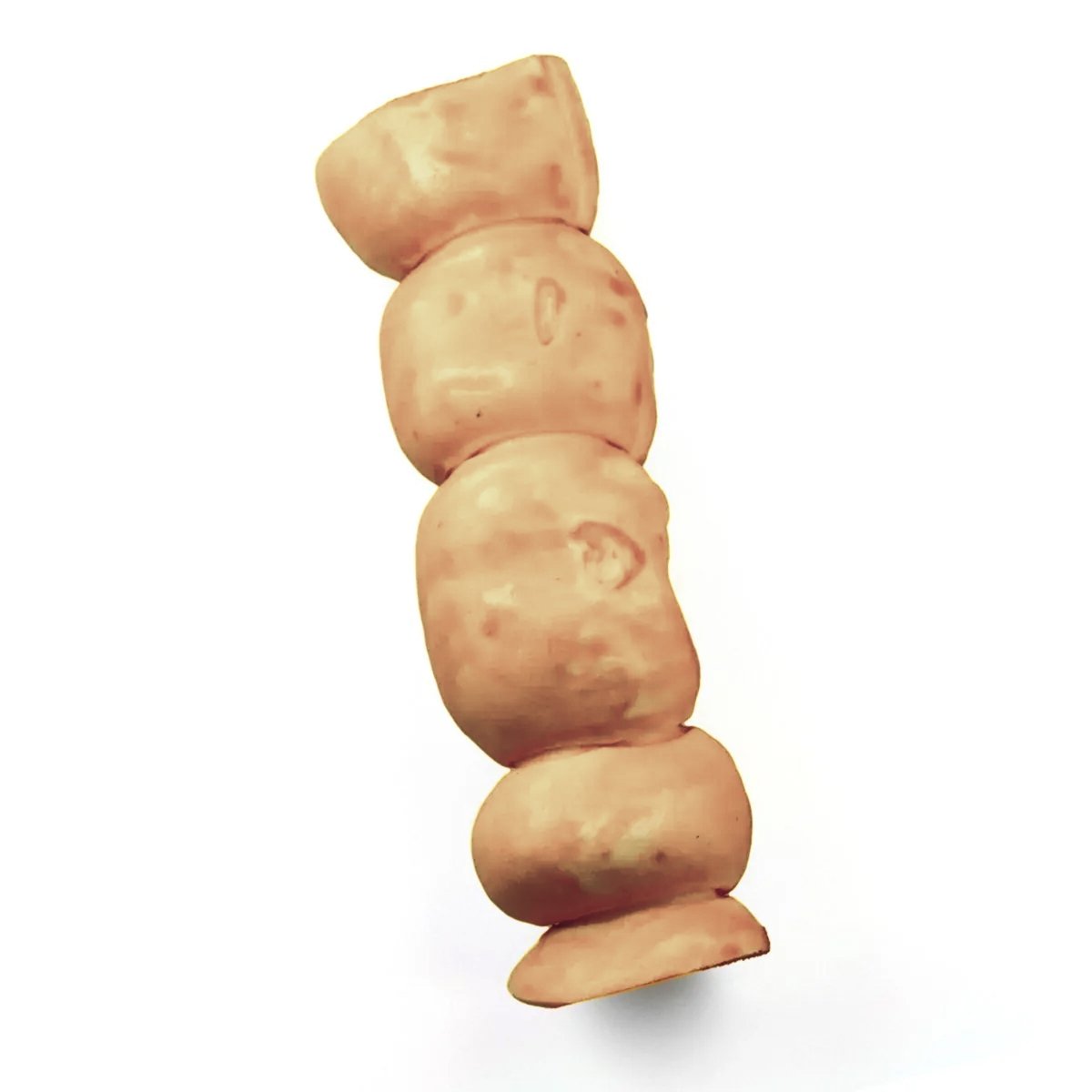 A vertical stack of four Peanut Butter Beef Cheek - Medium chews by Best Bully Sticks against a plain white background, ideal long-lasting treats for dogs who love to chew.