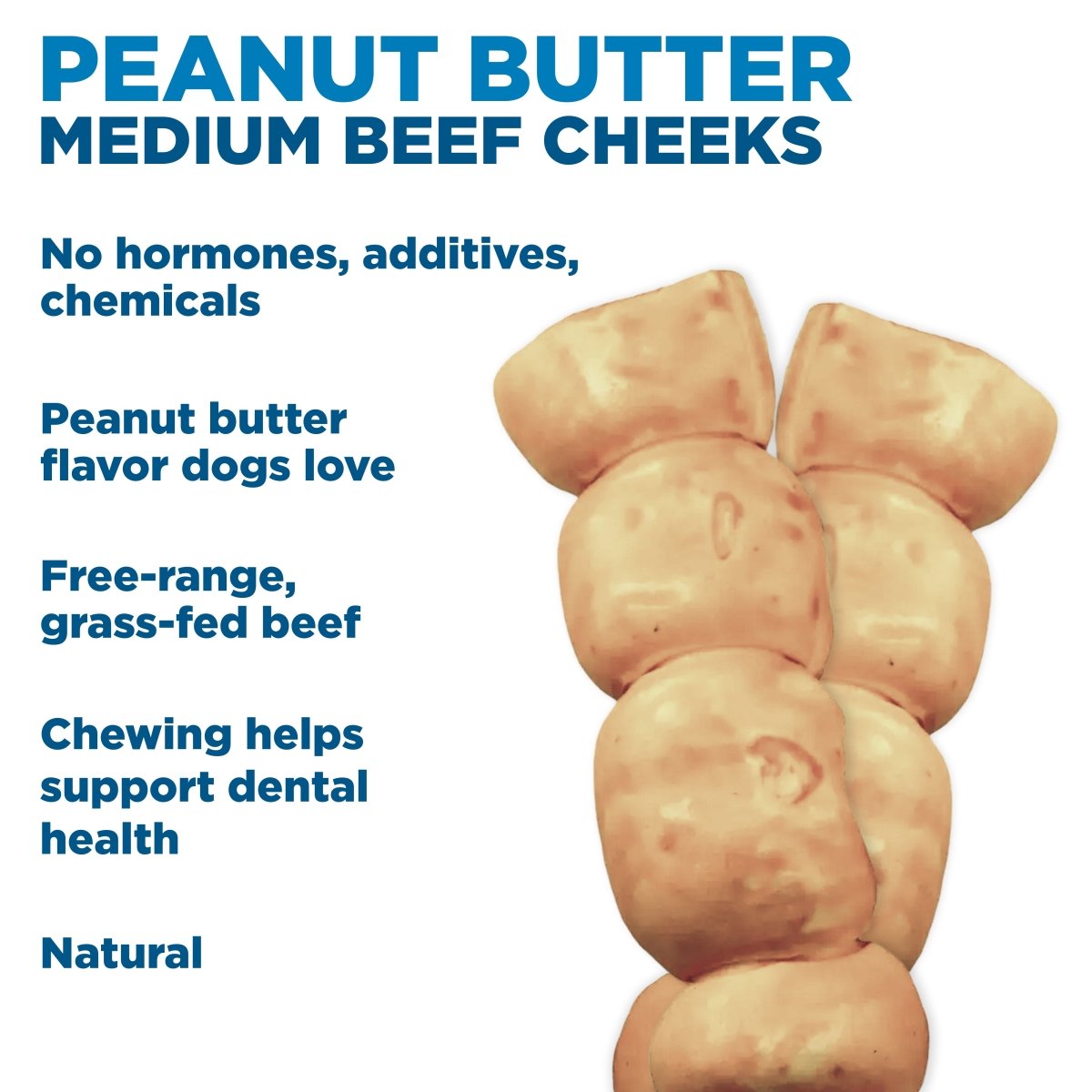 Best Bully Sticks Peanut Butter Beef Cheek - Medium offers natural, free-range dog chews with no additives; long-lasting and peanut butter flavored to help promote dental health.