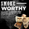 A poster featuring the words &quot;smoke worthy&quot; and Best Bully Sticks&#39; Hickory Smoked Beef Marrow Bones 4 Pack.