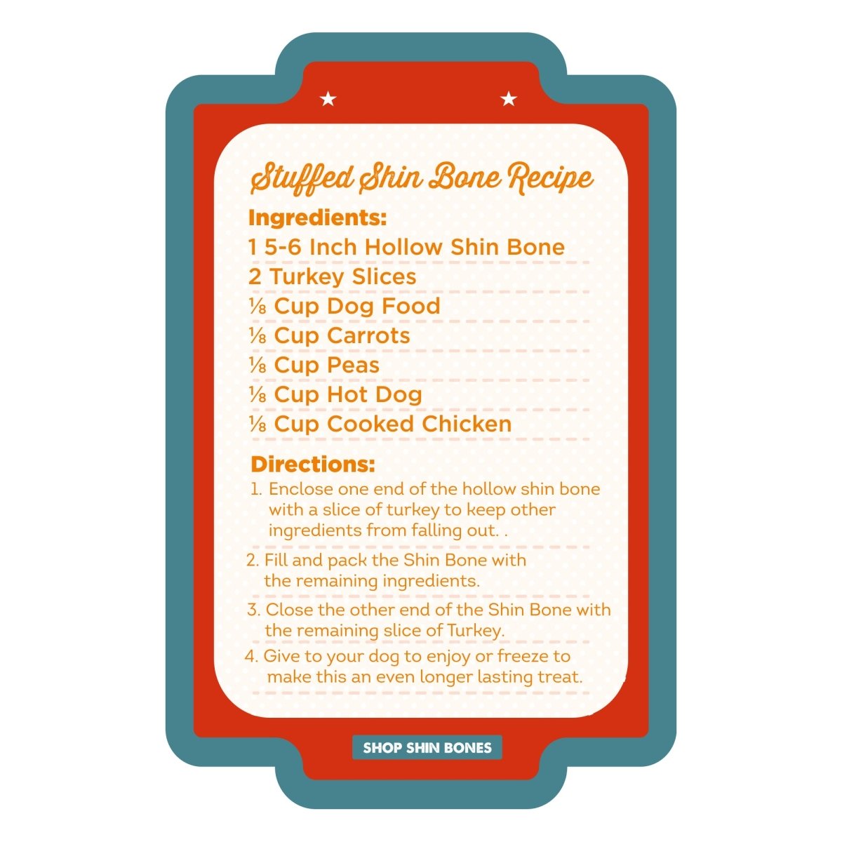 A recipe card for Best Bully Sticks&#39; White Bone 3-4&quot; 3pk stuffed pork tenderloin.
