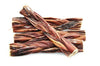 A bunch of Best Bully Sticks 6-Inch Standard Braided Gullet Sticks (25 Pack) on a white background.