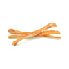 A piece of Best Bully Sticks Backstrap 6-8 Inch (20 Pack) dog treat on a white background.