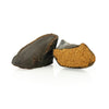 Two pieces of Sweet Potato Stuffed Hoof from Best Bully Sticks on a white background.