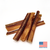 A group of Best Bully Sticks 6-Inch Standard USA-Baked Odor-Free Bully Stick treats on a white background.