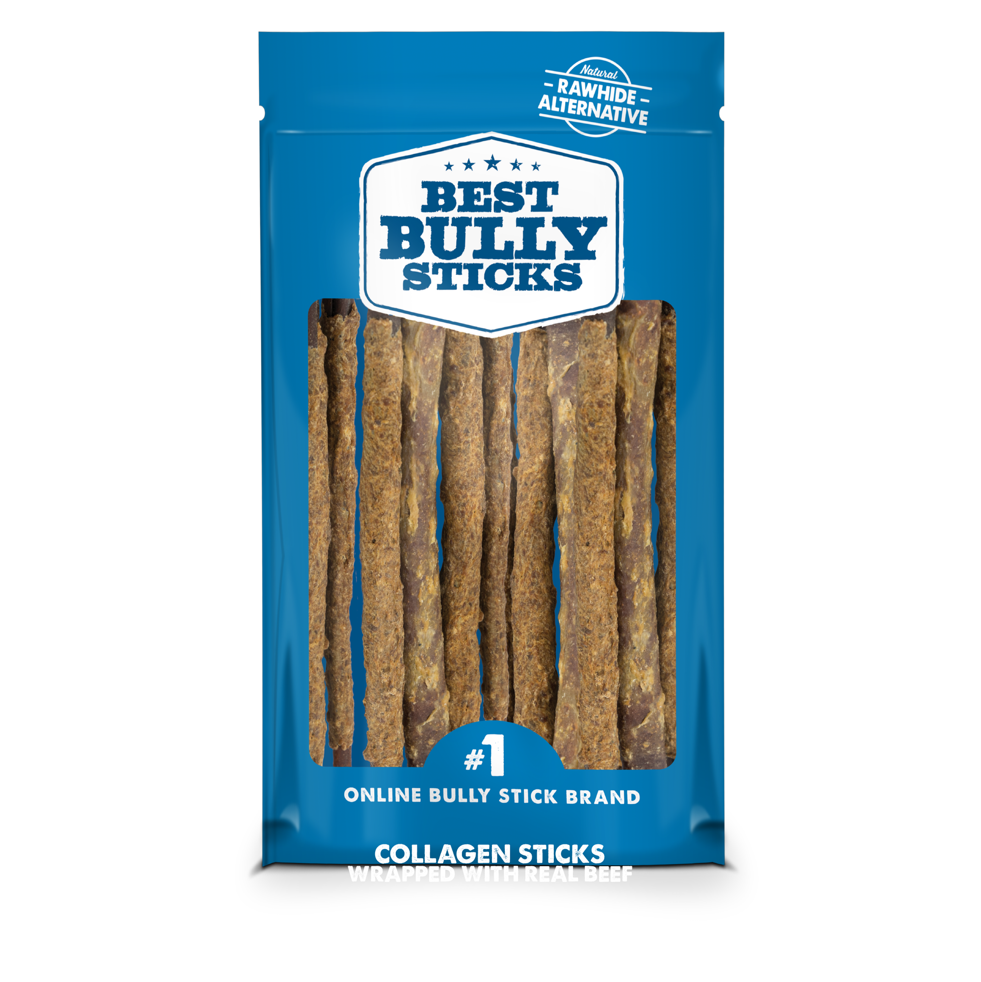 12 Inch Beef Wrapped Collagen Sticks in a package from Best Bully Sticks.
