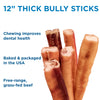 12-Inch Thick Bully Sticks - chewing improves dental health.