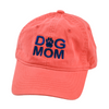 A coral hat with the word &quot;Best Bully Sticks Dog Mom&quot; embroidered on it.