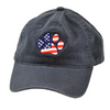 A Navy Patriotic Baseball Hat with a paw print on it, by Best Bully Sticks.