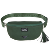A &quot;The BEST Neoprene Fanny + Crossbody - Green&quot; belt bag with a tassel.