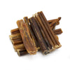 A pile of Best Bully Sticks&#39; 4-8 Inch Odor-Free Bully Sticks on a white background.