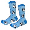 A pair of Siberian Husky Dog Socks with husky dogs on them, from Best Bully Sticks.