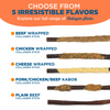 5 irresistible flavors of the 12 Inch Cheese Wrapped Collagen by Best Bully Sticks to choose from.